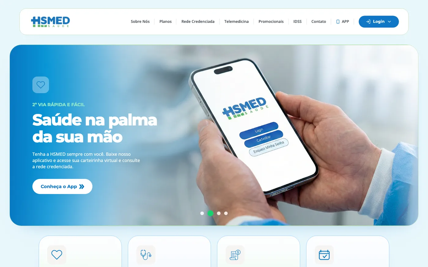 Home do site HSMed Saúde